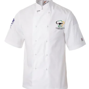 Traditional Chef Jacket in White with ACF + World Chefs Logo – Short Sleeves by Club Chef